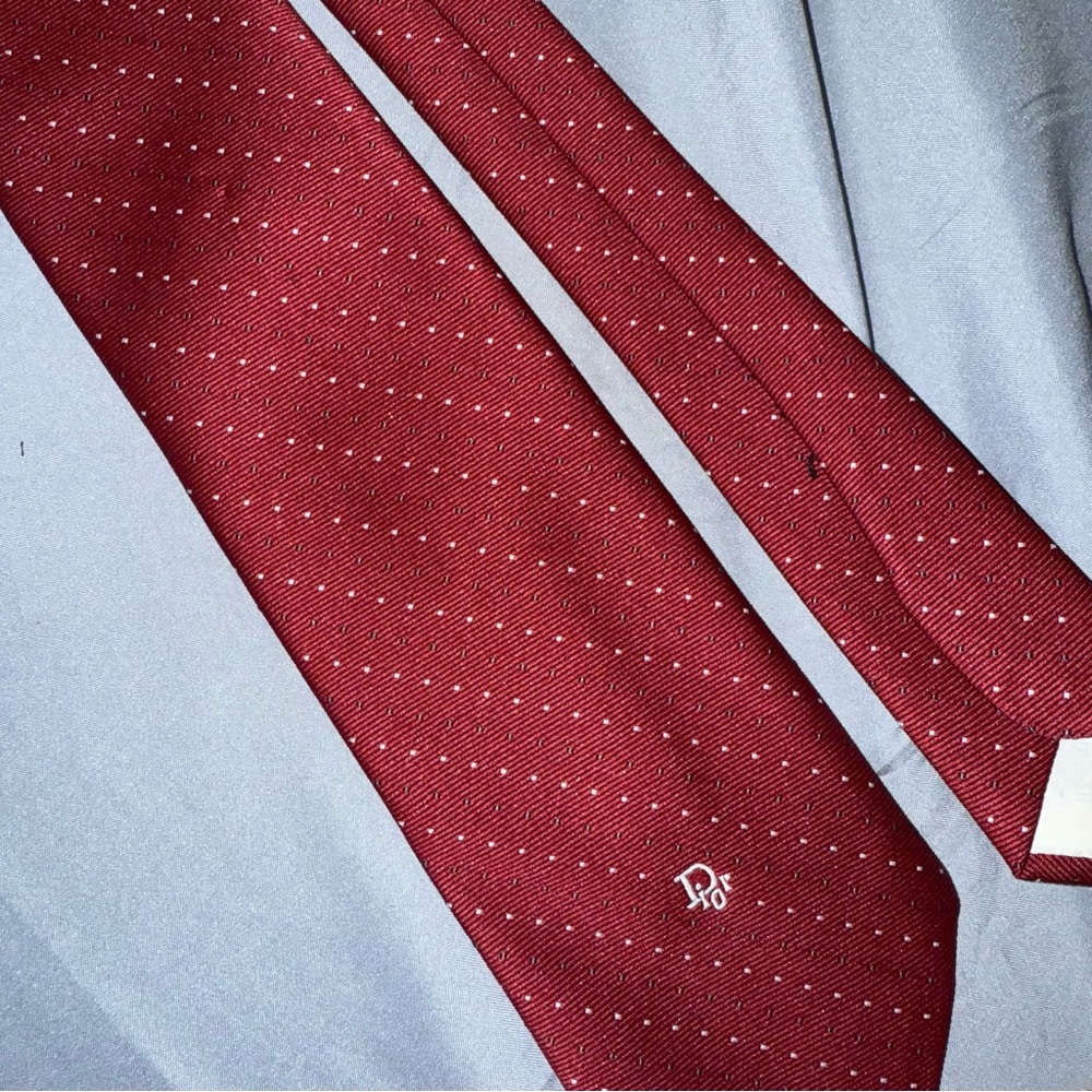 Vintage Dior Red Silk Pinstripe Tie
